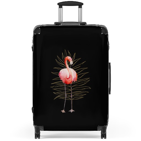 Black Natural Flamingo Suitcases