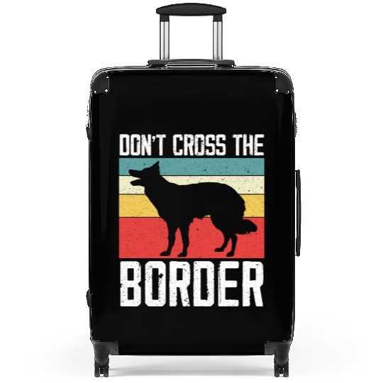 Don't Cross The Border Collie Dog Puppy Paw Love Suitcases