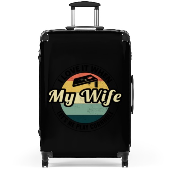 Cornhole Bean Bag Toss Lawn Game Husband Wife Suitcases