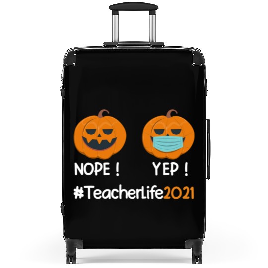 Funny Halloween Teacher life 2021 Pumpkin wearing Suitcases