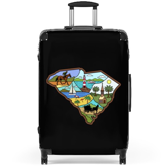Vintage Charleston Columbia South Carolina Map Suitcases