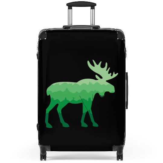 Moose and Mountain Biker (Green) Suitcases