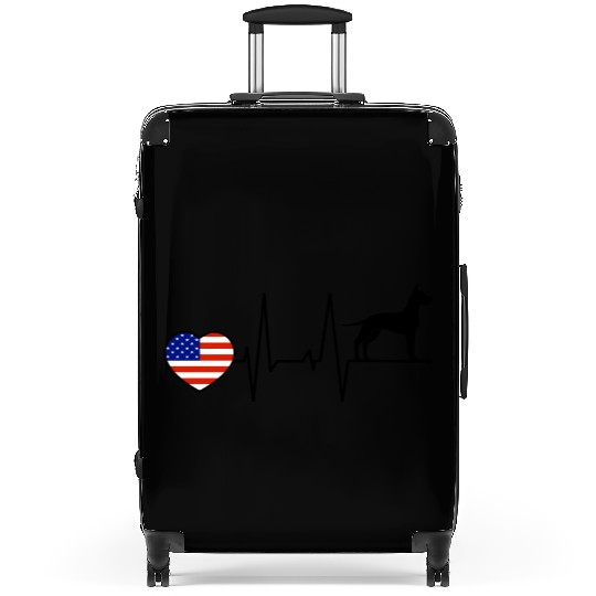 Great Dane Dad American USA Flag Heartbeat Black Suitcases