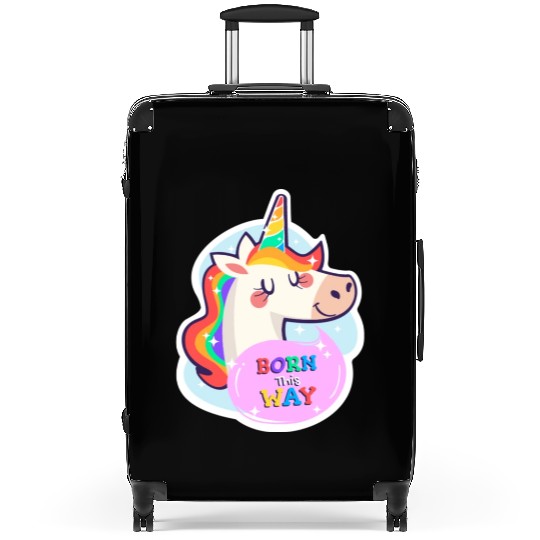 Born This Way Pride LGBT Queer Unicorn Sticker Suitcases
