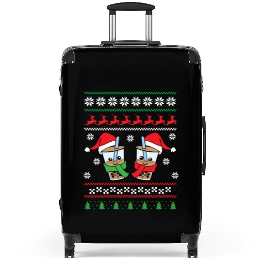Christmas Bubble Boba Tea Winter Xmas Holiday Suitcases