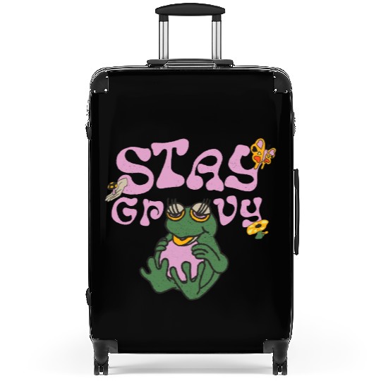 Stay Grvy - Pink Dark Green Typecentric Suitcases
