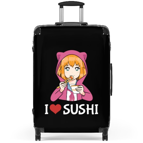 Kawaii Anime Girl I Love Sushi Suitcases