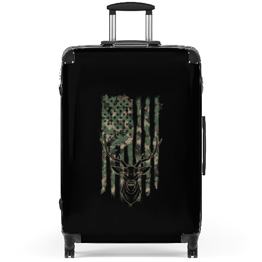 Silhouette of a deer with camouflage american Suitcases
