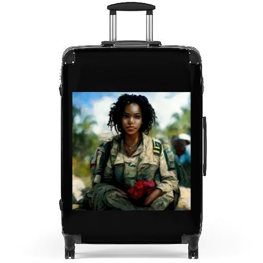 Beautiful US army combat medic painting Suitcases