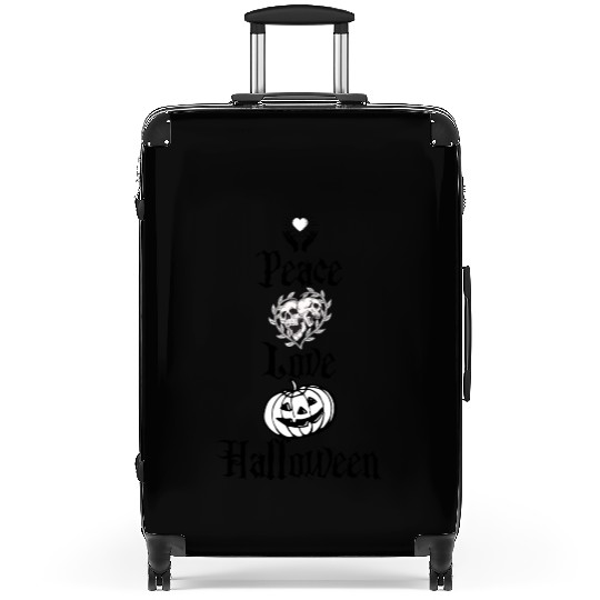 Peace, Love, Halloween, Funny saying halloween Suitcases