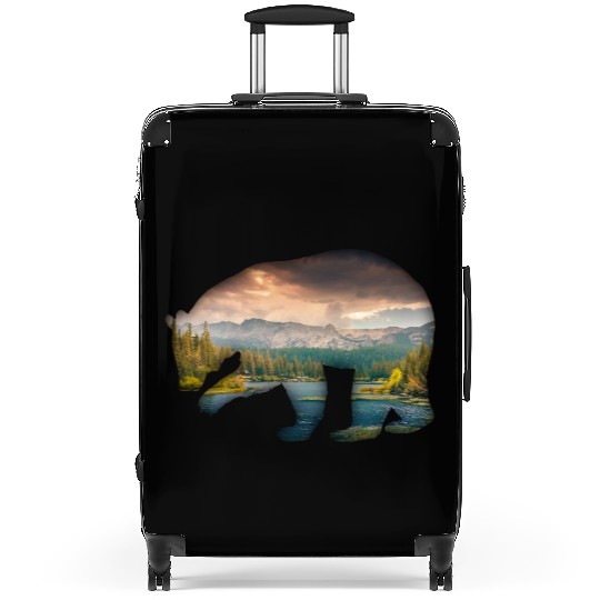 Bear bear silhouette with forest fill Suitcases