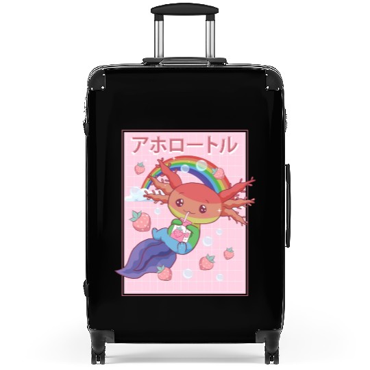 Kawaii Axolotl Strawberry Milk Gay Pride Suitcases
