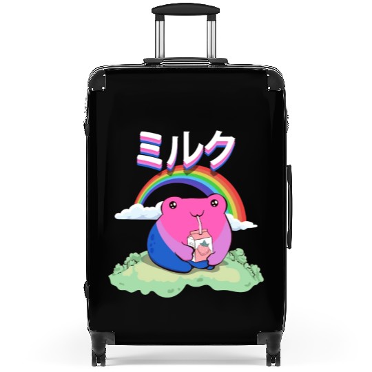 Kawaii Frog Strawberry Milk Bisexual Pride Flag Suitcases