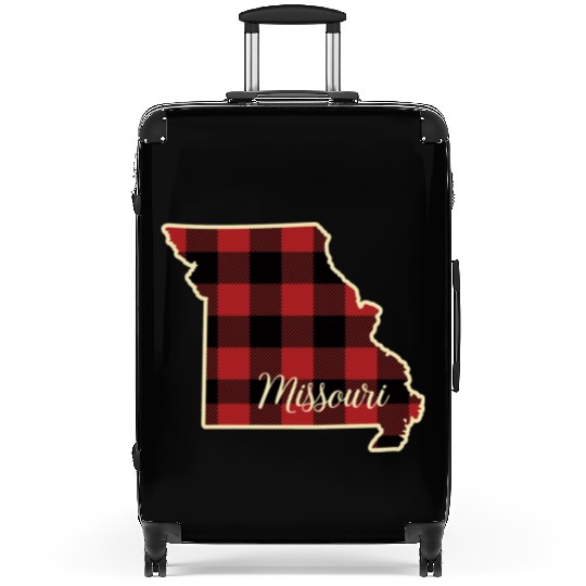 Missouri Buffalo Plaid Silhouette Home State Pride Suitcases