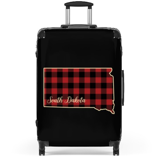 South Dakota Buffalo Plaid Silhouette Home State Suitcases