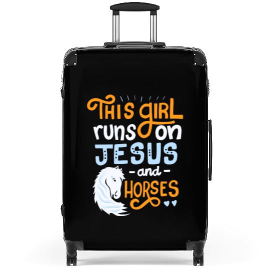 This Girl Runs on Jesus And Horses for Horse Suitcases