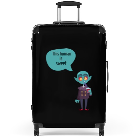 this human is sweet - funny vampire Suitcases