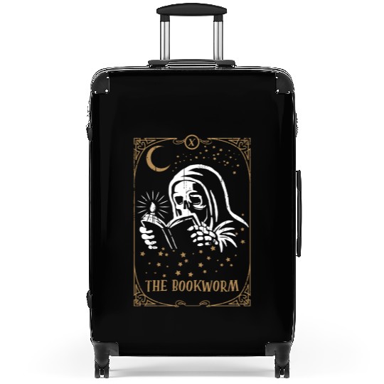 Skeleton Bookworm Tarot Card Occult Club Gothic Suitcases