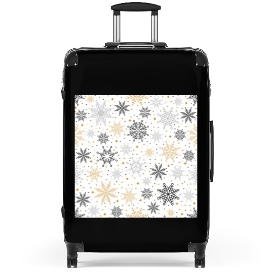 Modern Snowflakes Pattern White Gold Suitcases