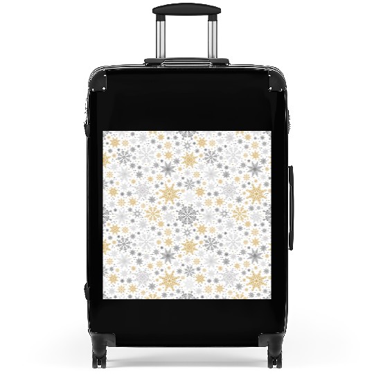 Modern Snowflakes Pattern White Gold Suitcases