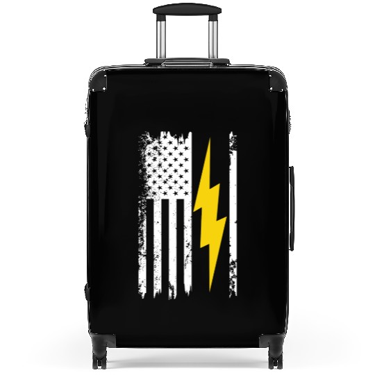 Cool Lightning Bolt And Flag Electrician Suitcases