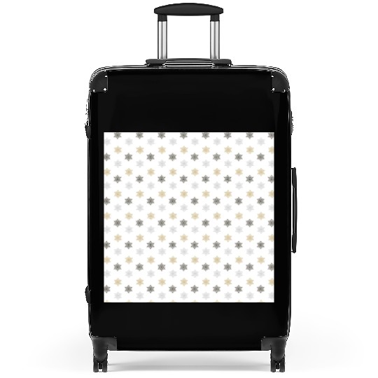 Modern Snowflakes Pattern White Gold Suitcases