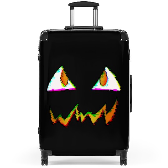 Jack O Lantern Face Glitch Suitcases