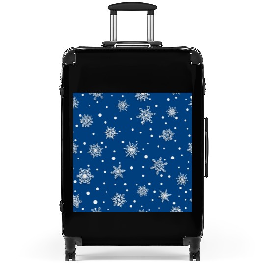Modern Navy Blue Snowflakes Pattern Suitcases