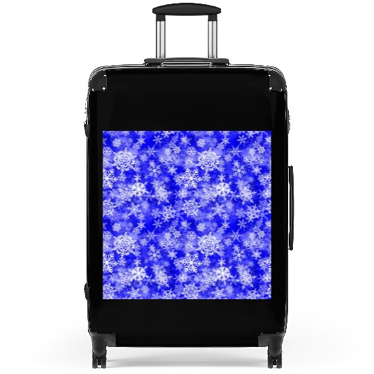 Navy Blue White Snowflakes Pattern Suitcases