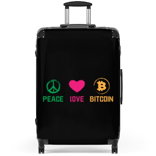Bitcoin love peace BTC logo Crypto lover Hodl Suitcases