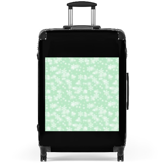 Green Snowflakes Pattern Suitcases