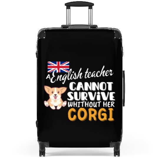 English teacher gift idea for women dog Corgi Suitcases