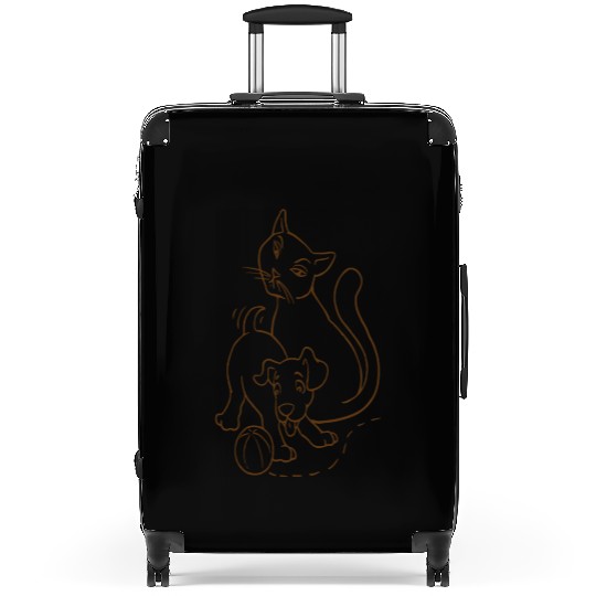 Cat And Dog Brown Suitcases