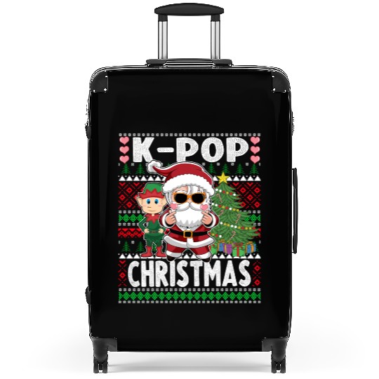 Santa and Elf K-Pop Christmas Ugly Sweater Suitcases