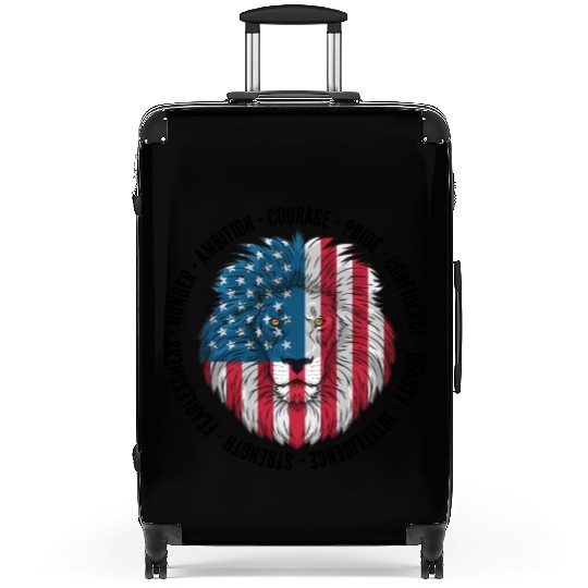 Patriotic Lion American Flag 4th Of July Leo Born Suitcases