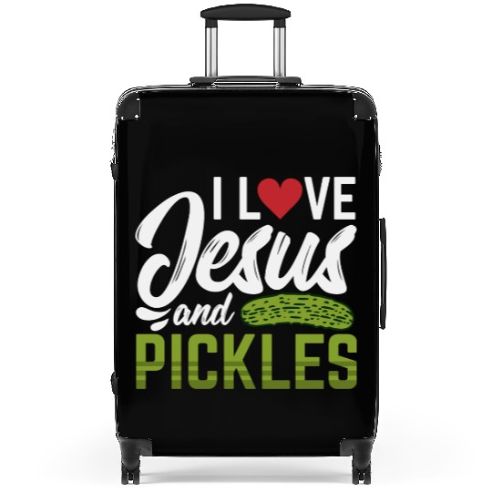 I Love Jesus And Pickles Suitcases