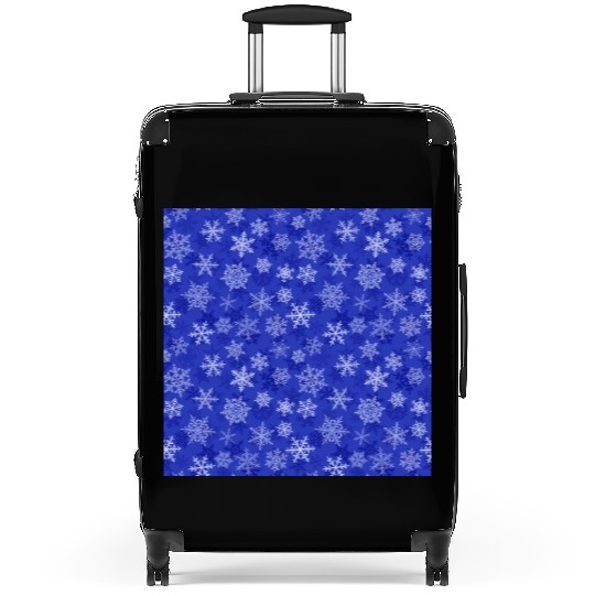 Pretty Navy Blue Snowflakes Pattern Suitcases