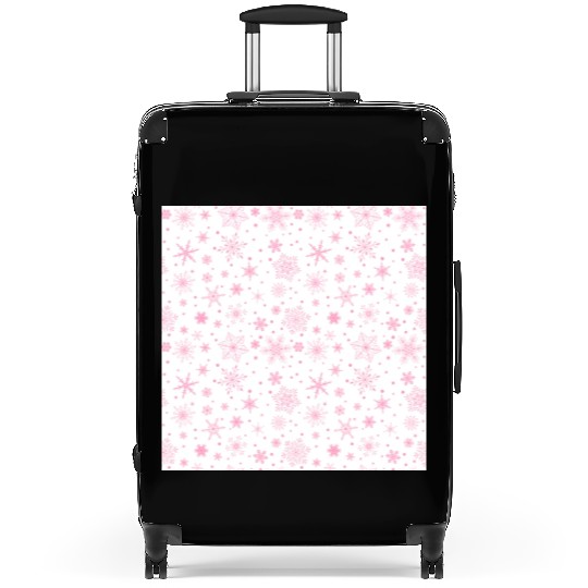 Snowflakes Pattern Pink White Suitcases
