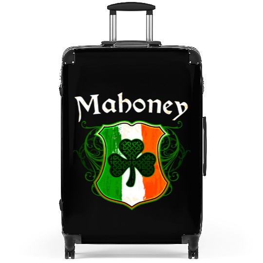 Mahoney Irish Surname Ireland Flag Shield Shamrock Suitcases