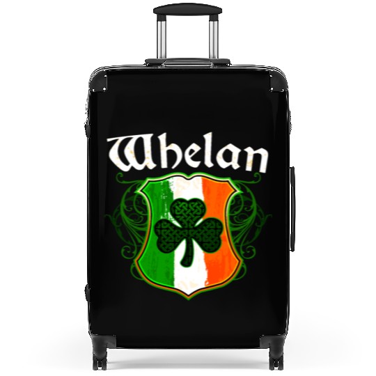 Whelan Irish Surname Ireland Flag Shield Shamrock Suitcases