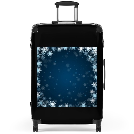 Navy Blue White Snowflakes Pattern Suitcases