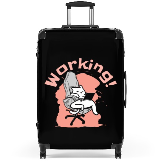 Working Cat Busy Cat Owner Professional Worker Suitcases