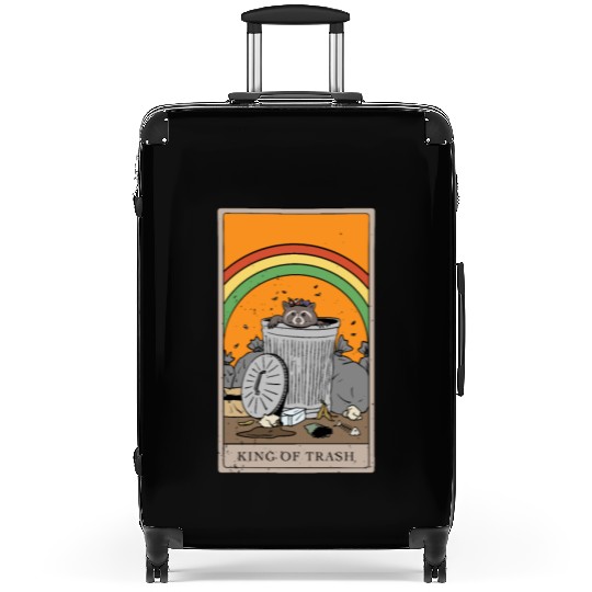 Raccoon King of Trash Tarot Card Design Suitcases
