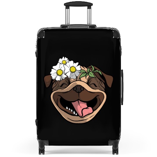 Dog Pug Flower Suitcases