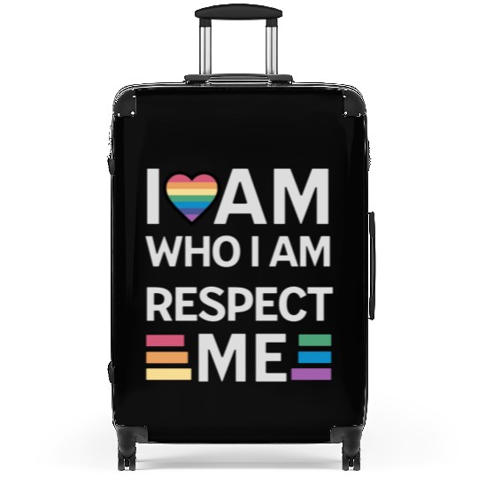 i am who i am respect me rainbow unisex Suitcases