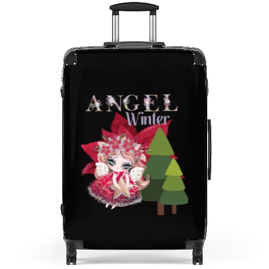 Winter Angel Christmas Tree Poinsettia Suitcases