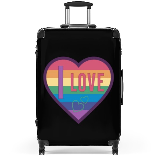 colorful heart rainbow unisex love for everyone Suitcases