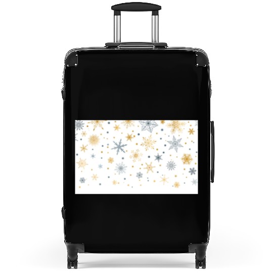 Elegant Snowflakes White Gold Silver Suitcases