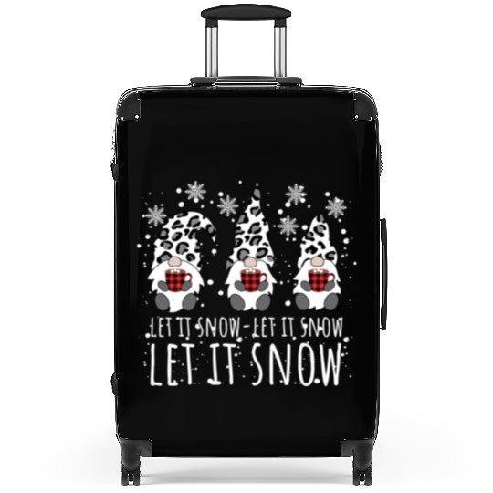 LET IT SNOW Winter Gnome Leopard Buffalo Plaid Suitcases
