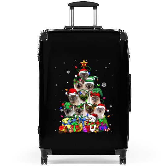 Cat Lover Funny Siamese Tree Christmas Light Suitcases
